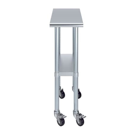 Amgood 24 in. x 12 in. Stainless Steel Table With Wheels AMG WT-2412-WHEELS